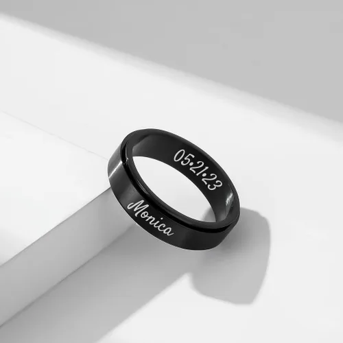 Vista 4 de EBAT Anillo de ansiedad personalizado para mujeres, hombres, hijas, niños, anillo de acero inoxidable grabado con nombre, joyería giratoria regalo