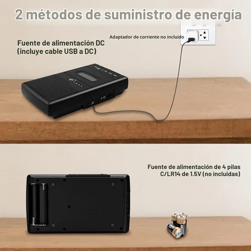 Vista 5 de Shoebox - Grabador de cassette, grabadora de audio portátil Convertir cassette a USB digital Reproductor USB de casete con mango retráctil
