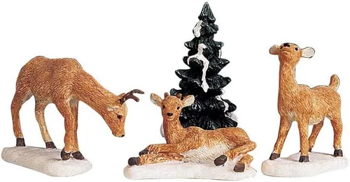 Vista 2 de Lemax Village Collection Dad and Fawns Set de 4 #92299
