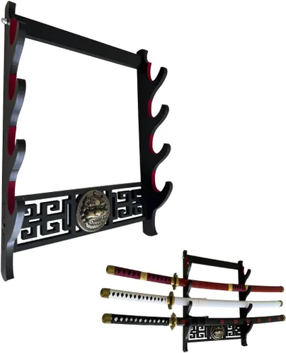 Vista 7 de Soporte para espada Katana - Soporte de pared acolchado de terciopelo Kirin de 1 nivel, soporte de Katana Samurái, soporte de exhibición de espada