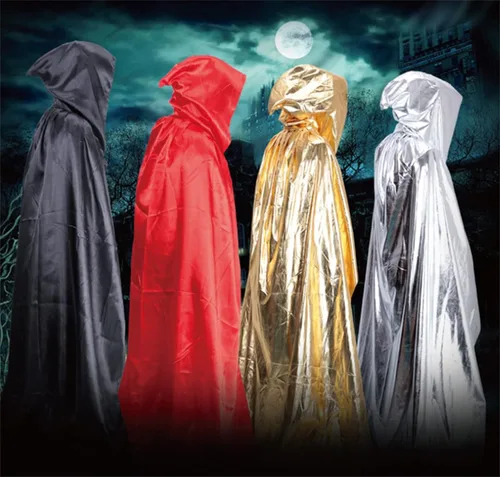 Vista 7 de Capa larga de terciopelo con capucha para Halloween Navidad cosplay disfraz de adulto