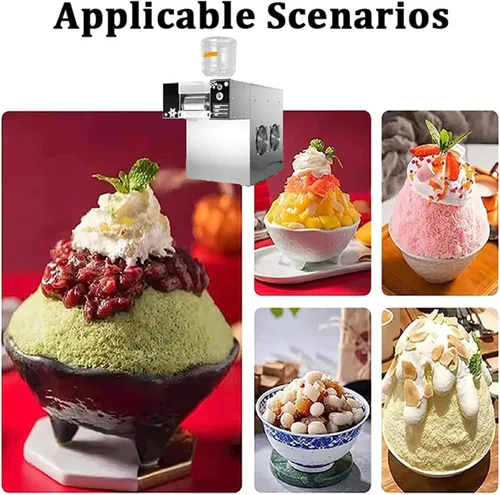 Vista 3 de Commercial Snow Ice Maker Shaver Machine Snowflake Ice Machine Continuous Ice Machine, Stainless Steel Ice Crusher Electric Snow Cone Maker (70kg/h)