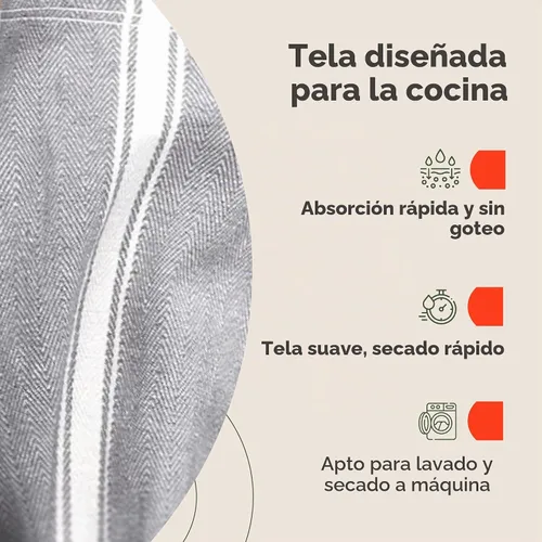 Vista 4 de Zeppoli - Trapos de cocina, de algodón, para cocina o limpieza, reusables, súper absorbentes, lavables a máquina, para chefs, paquete de 15 gris