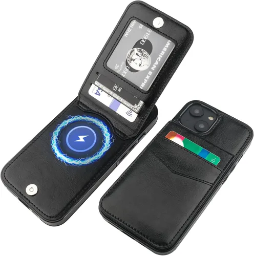 Vista 25 de KIHUWEY Funda Cartera Compatible con iPhone 13 con Soporte para Tarjetas de Crédito, Cierre Magnético de Cuero Premium con Soporte, Funda Protectora