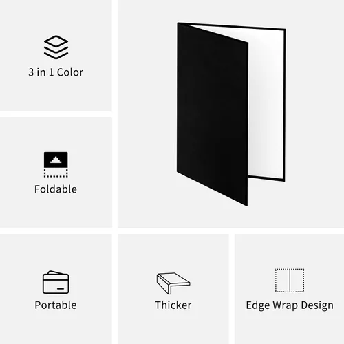 Vista 2 de Meking Cartón reflector de fotografía 3 en 1, 17"x12"/42x30cm, tablero difusor de luz plegable A3 para bodegón, fotografía de productos y alimentos