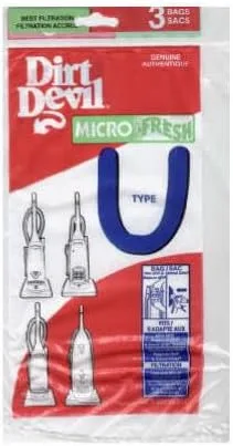 Vista 2 de Dirt Devil Bolsas para aspiradora microfresca tipo U (paquete de 3), 3920750001, 3 unidades (el paquete puede variar)
