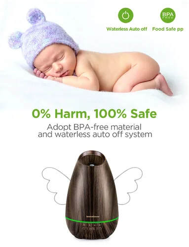 Vista 3 de InnoGear - Difusor de aromaterapia para aceites esenciales, 13.5 fl oz, humidificador de niebla fría con 4 temporizadores, sin agua, apagado