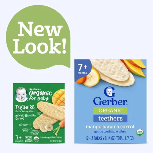 Vista 3 de Gerber Dientes orgánicos, mango, plátano, zanahoria, 12 cajas de conteo (paquete de 6)