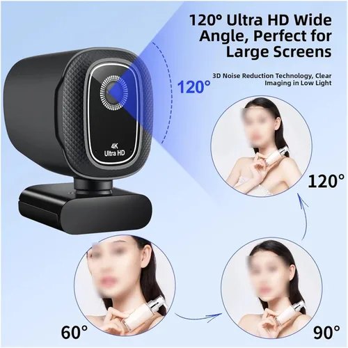 Vista 6 de Cámara web USB 4K HD con cubierta de privacidad, Plug & Play para computadora portátil para transmisión en vivo y videoconferencias (USB)