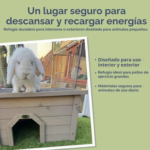 Vista 4 de TRIXIE natura Casa para Animales Pequeños, Refugio para Conejos, Casa de Corral, Refugio para Conejos, Conejitos, Cobayas y Chinchillas, Gris-Verde
