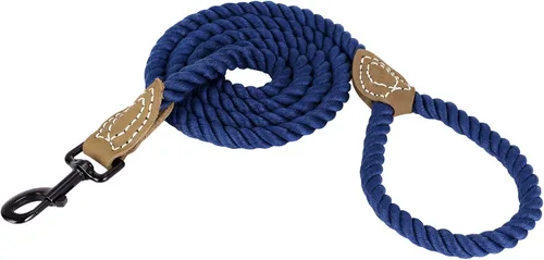 Vista 6 de Mile High Life Dog Leash Braided Cotton Rope Dog Leashes with Leather Tailor Tip 6 Feet Dog Leash w Heavy Duty Metal Clasp Wedding Dog Leash