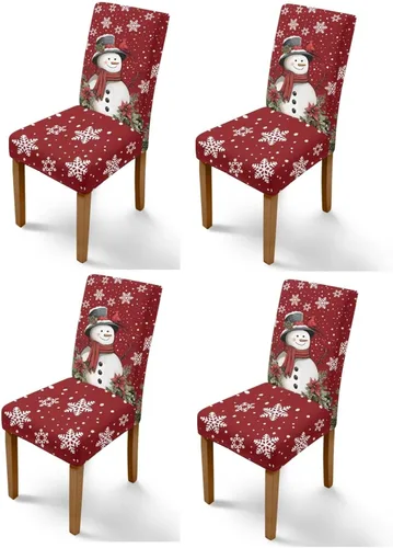Vista 84 de Rnyleeg Fundas navideñas para sillas de comedor, fundas de asiento de comedor con estampado de campanas brillantes, juego de 1 funda suave y lavable