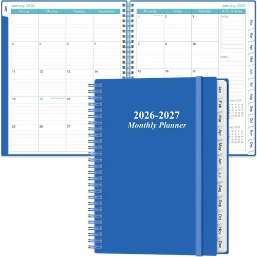 Vista 22 de Agenda mensual 2026-2027 – enero 2026 – junio 2027, dos páginas por mes, calendario mensual de 18 meses con pestañas, encuadernación fuerte de doble