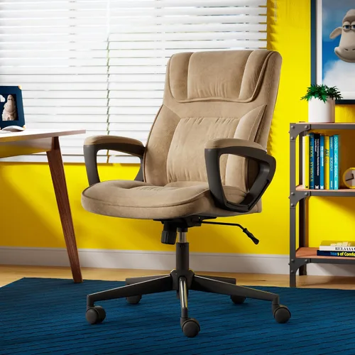 Vista 2 de Serta® Hannah Silla ejecutiva para oficina en casa, ergonómica de respaldo medio con soporte lumbar, cojín de asiento firme, almohadas corporales