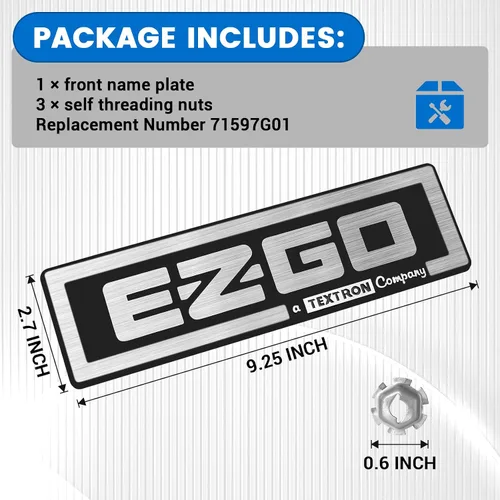 Vista 2 de Placa de identificación para carritos de golf EZGO TXT 1994-2010 de gas y eléctricos 71037G01