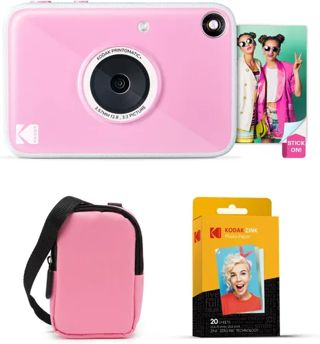 Vista 14 de KODAK Printomatic+ - Paquete de inicio de cámara digital de impresión instantánea + Estuche de transporte + Papel fotográfico adhesivo Zink de 20