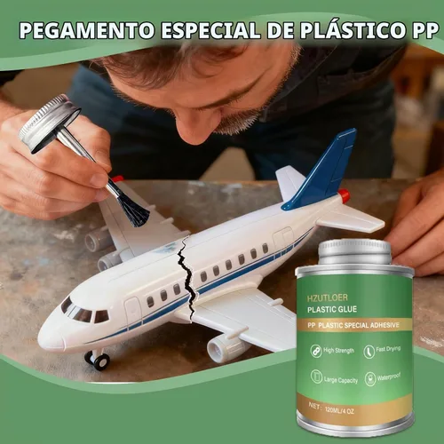 Vista 7 de Pegamento de plástico, adhesivo de plástico de 4.1 fl oz con cepillo, pegamento transparente súper fuerte para PP, ABS, PVC, acrílico, miniaturas