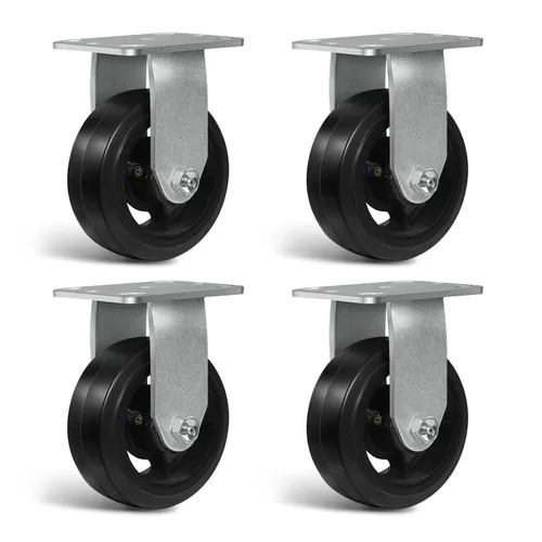 Vista 53 de Ruedas resistentes de 4 pulgadas, ruedas industriales de placa con rueda de goma, utilizadas para carrito de herramientas, plataforma, camión