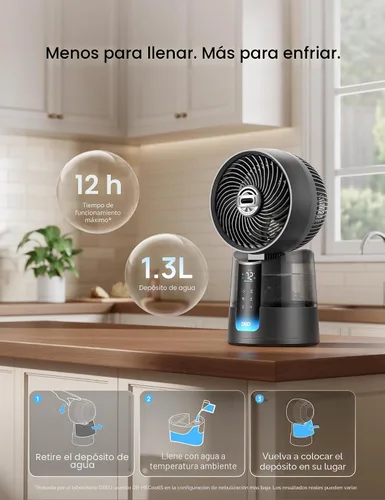 Vista 6 de DREO TurboCool Ventilador de nebulización 516S, 150° +30° Oscilante Inteligente Ventiladores de refrigeración inteligente que soplan aire frío, 26