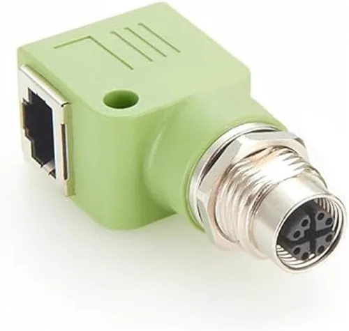Vista 8 de Elecbee Adaptador de mamparo M12 a RJ45 impermeable M12 A Código 8 Pin hembra a RJ45 Jack de ángulo recto naranja