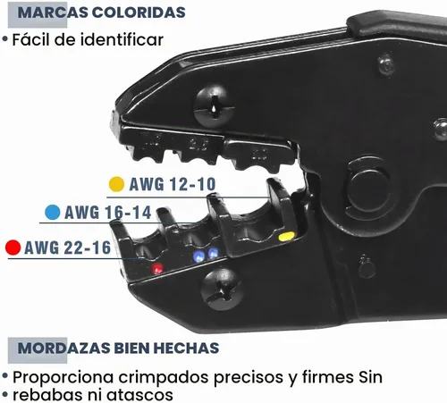 Vista 3 de HS-30J - Conectores de terminales de cable aislados profesionales, herramienta de crimpado de trinquete, alicates de crimpado 20-10AWG (0.5-6mm²)