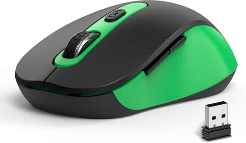 Vista 11 de Mouse inalámbrico para laptop, PC, Chromebook, Mac, MacBook, mouse inalámbrico silencioso con receptor USB nano, botón lateral, 2400 DPI, rodillo