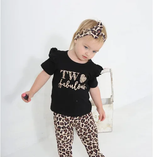 Vista 2 de Traje de bebé niña de 2 cumpleaños para niña de 2 años de edad, ropa de leopardo