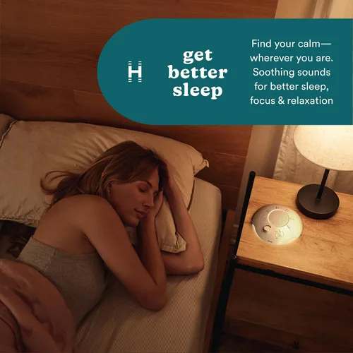 Vista 2 de Homedics Sleep Better - Máquina de sonido portátil, luz nocturna, 12 sonidos relajantes incluyendo ruido blanco, lluvia y tormenta eléctrica, diseño