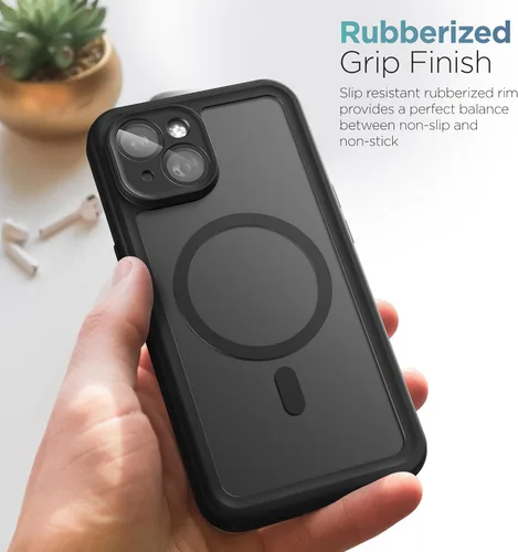 Vista 6 de Encased Titan - Funda impermeable para iPhone 15 con clip para cinturón (compatible con MagSafe), funda protectora de cuerpo completo con funda