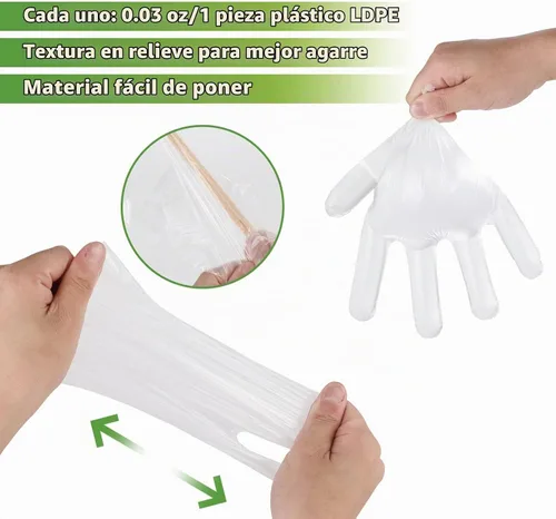 Vista 3 de MoloTAR 500 guantes desechables de plástico, guantes desechables para limpieza, [Talla única]