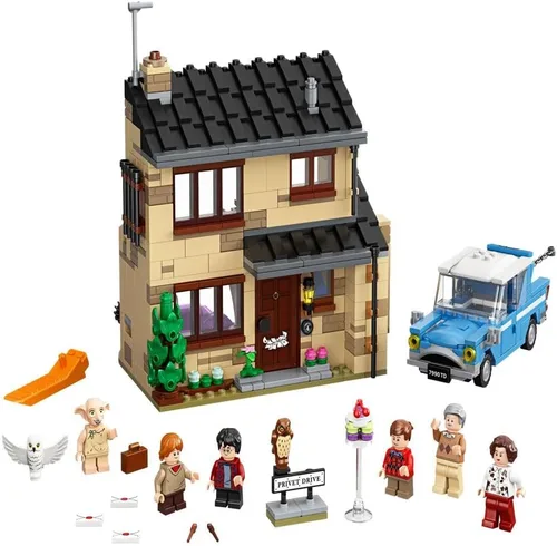 Vista 5 de LEGO Harry Potter 4 Privet Drive 75968 Casa y Coche Volador Ford Anglia, Regalos del Mundo Mágico para Niños, Niñas y Niños con Minifiguras de Harry