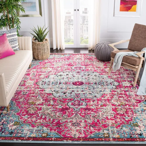 Vista 33 de SAFAVIEH Colección Madison MAD447B - Tapete bohemio con medallón antiguo y elegante, no desprende pelusa, para la sala, dormitorio, comedor