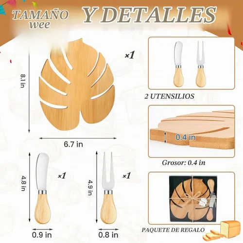 Vista 2 de Ziliny - Juego de 1 tabla de charcutería de hoja de palma hawaiana