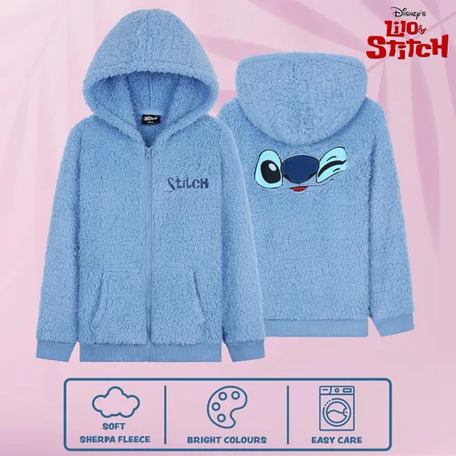 Vista 6 de Disney Stitch Sherpa - Sudadera con capucha para niñas, forro polar con cremallera para niños y adolescentes