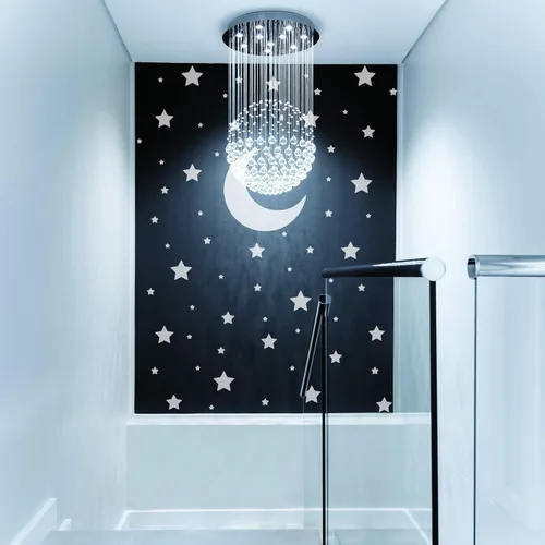 Vista 7 de Calcomanías de estrellas blancas – Decoración de papel tapiz de constelación de dormitorio con temática espacial – Calcomanías de habitación de bebé