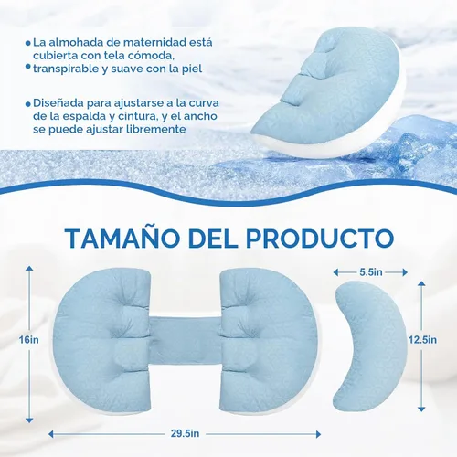 Vista 2 de Almohada de embarazo, almohada de cuña de embarazo para dormir portátil, almohada de maternidad para mujeres embarazadas, almohada corporal