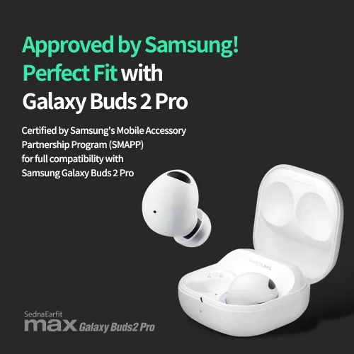 Vista 3 de AZLA SednaEarfit MAX para Galaxy Buds 2 Pro Phantom Black (SS/S/MS), puntas de auriculares para auriculares inalámbricos, puntas de repuesto