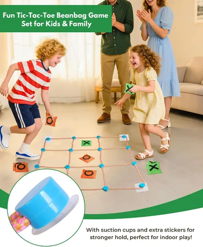 Vista 4 de Juego gigante 2 en 1 de Tic Tac Toe y Can Toss - Juegos al aire libre para niños y familia, patio trasero e interior juego de fiesta con bolsas
