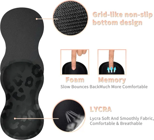 Vista 3 de Almohadilla ergonómica para reposamuñecas de leopardo negro + bonita alfombrilla para mouse + portavasos de espuma, espuma viscoelástica con base