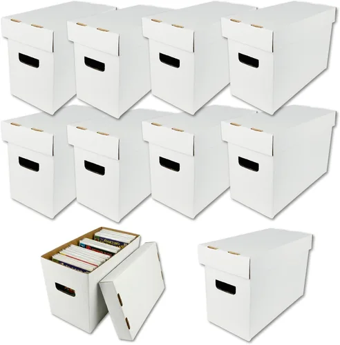 Vista 12 de Max Protection Cajas de almacenamiento de cómics, paquete de 1, cartón corto para 150 a 175 cómics, diseño de doble grosor, caja apilable de alta