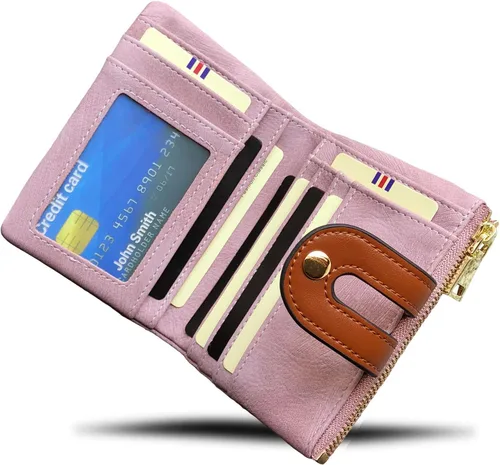 Vista 4 de TOPKULL - Carteras pequeñas de cuero plegable para mujer, mini billeteras delgadas Rfid para mujer, carteras delgadas y compactas con bolsillo