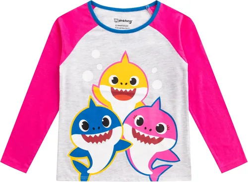 Vista 2 de Nickelodeon Baby Shark - Conjunto de camisa de manga larga y pantalones deportivos para bebés, niños pequeños y niños pequeños, color rosagris