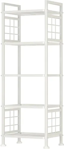 Vista 8 de GIOTORENT Estantería de Pie de 5 Alambres y Librero, Unidad de Estantería de Almacenamiento de Metal Estante de Despensa para Organizador de Negro