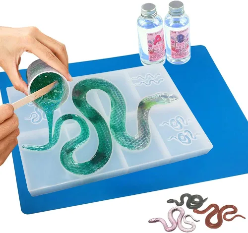 Vista 9 de AFUNTA - Molde de resina epoxi de serpiente, molde de silicona con forma de serpiente, molde de resina para llavero de resina para manualidades