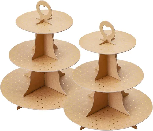 Vista 28 de Soleebee Soporte redondo de 3 niveles para cupcakes, torre de cartón para cupcakes, torre de soporte para pasteles de postre para decoración