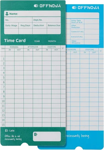 Vista 8 de OFFNOVA Tarjetas térmicas de tiempo para empleados, tarjetas perforadoras mensuales de doble cara, 3.3 x 7.3 pulgadas, detección automática