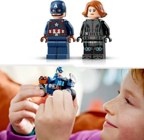 Vista 4 de Lego Marvel 76260 Black Widow y Captain America Motorcycles Avengers Age of Ultron Toy