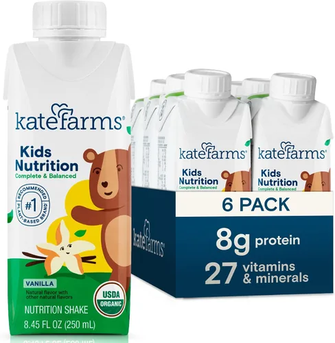 Vista 7 de KATE FARMS Batido de nutrición orgánica para niños, chocolate, 0.28 oz de proteína, 27 vitaminas y minerales, reemplazo de comida, sin gluten, sin