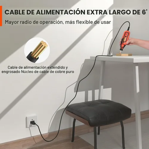 Vista 5 de ValueMax Kit de herramientas rotativas eléctricas, herramienta giratoria con cable de velocidad variable de 1.2 amperios con 120 accesorios