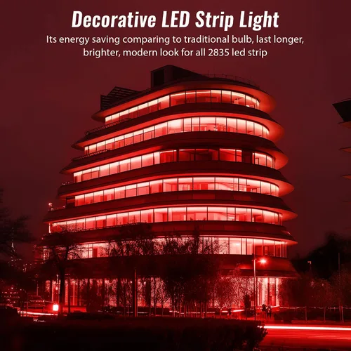 Vista 6 de 1860 LED, tira de luces LED planas rojas de 100 pies de 16 modos para exteriores, SMD 2835, impermeable, permanente, resistente, para exteriores
